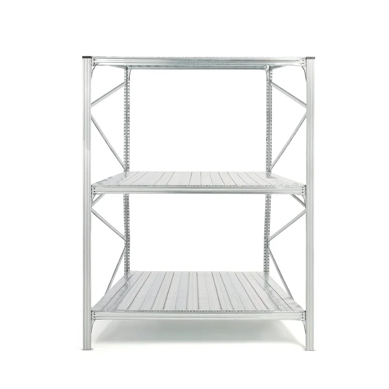 Universalställ grundsektion 2500x1876x1200 mm med 3 st plåthyllor Premium