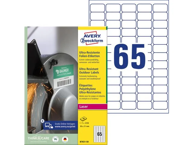 Etikett AVERY 38X21 WH 3250/FP Handla nu