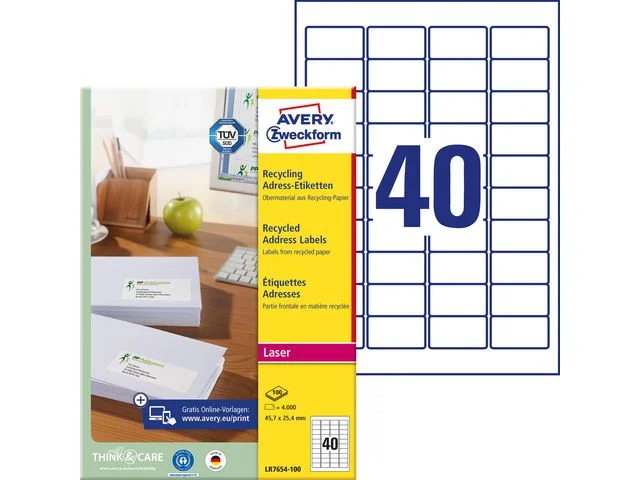 Etikett AVERY RECY 457X254 4000/FP Kundfavorit