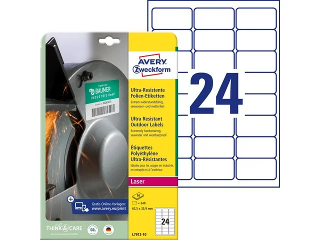 I lager Etikett AVERY 63,5x33,9mm 240/FP