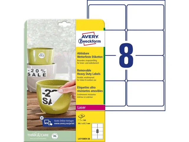 Etikett AVERY H/DUTY LAB WH 160/FP Erbjudande