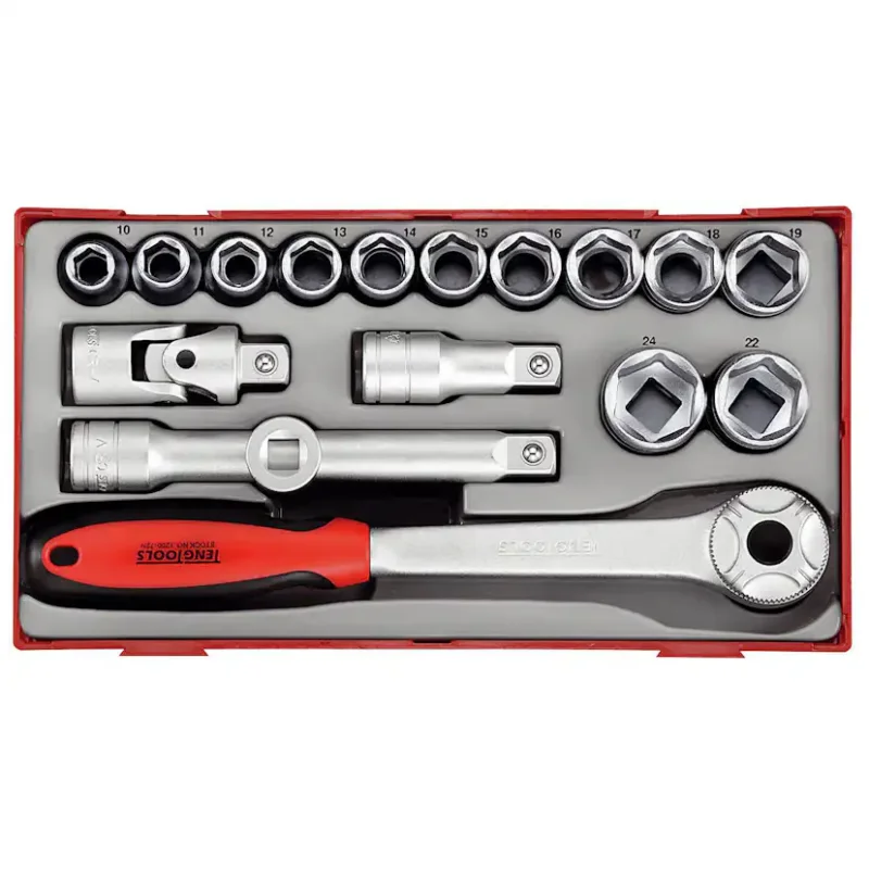 Snabb leverans Hylsnyckelsats 18 delar med 6-kantshylsor Teng Tools TT1218 / TT1218-6