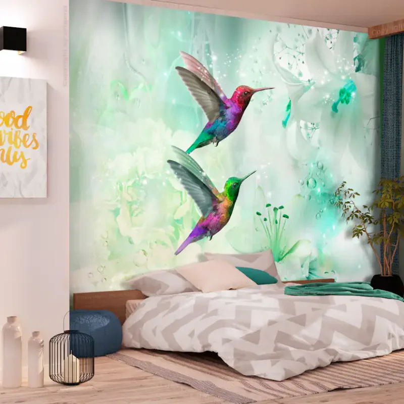 Trygg betalning Fototapet Arkiio Colourful Hummingbirds GreenStorlek: 350x245 cm
