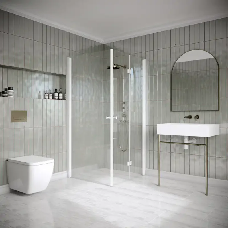 Duschhörn Hietakari Classic 149 Vändbar Dörr och Vikbar Dörr705x795x1900 mm, Klarglas, Vita profiler Säker betalning