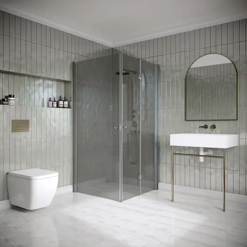 Extra rabatt Duschhörn Hietakari Classic 149 Vändbar Dörr och Vikbar Dörr805x695x1900 mm, Rökglas, Gråa profiler