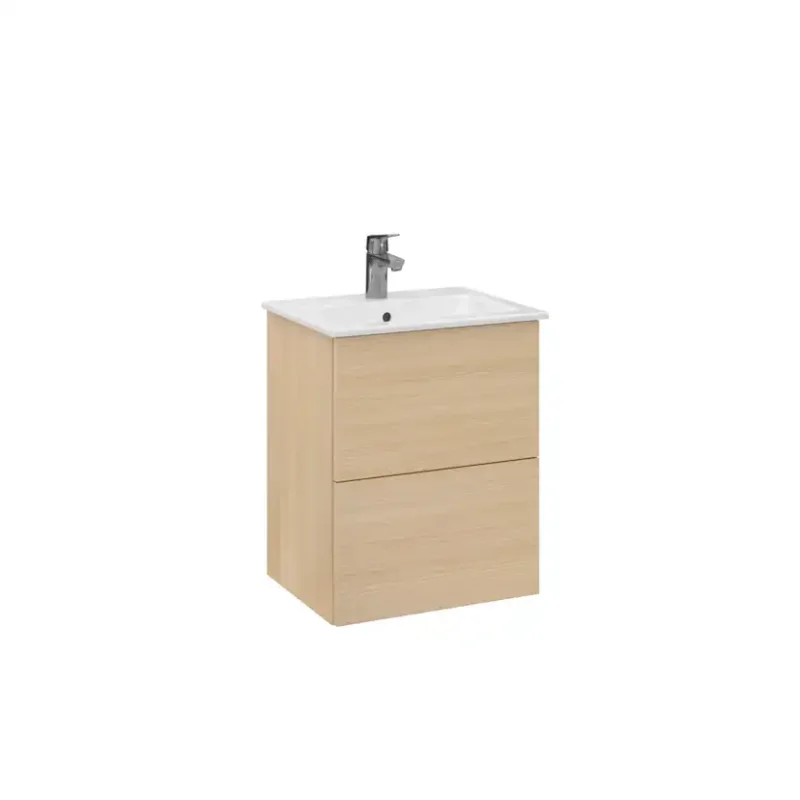 Köp online Tvättställsskåp Temal Astra med Tvättställ och 2 lådorLjus Ek, 603x492x400 mm