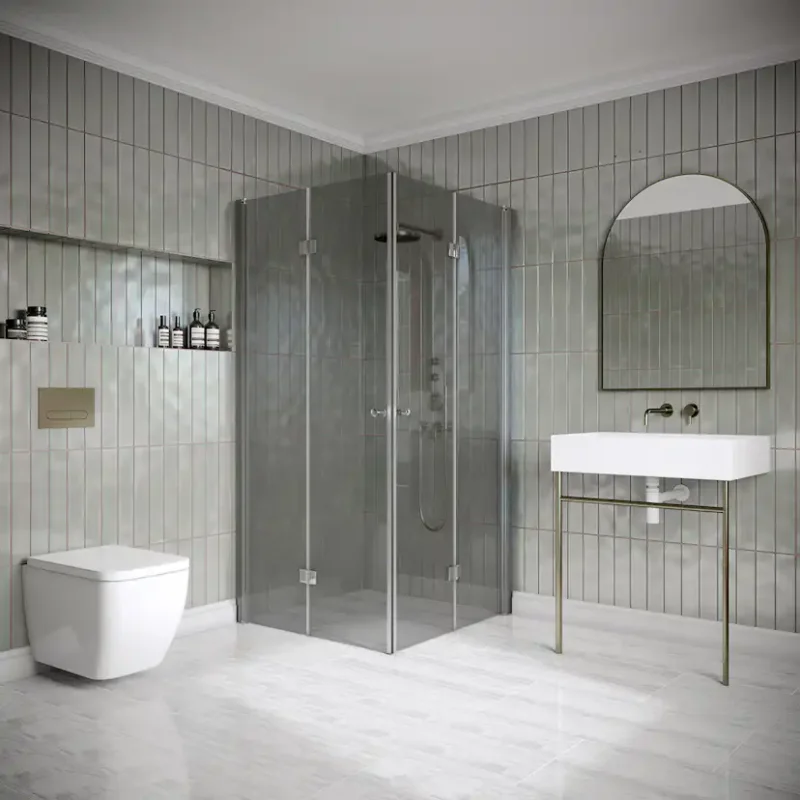 Duschhörn Hietakari Classic 150 Vikbara Dörrar795x895x1900 mm, Rökglas, Gråa profiler Handla nu