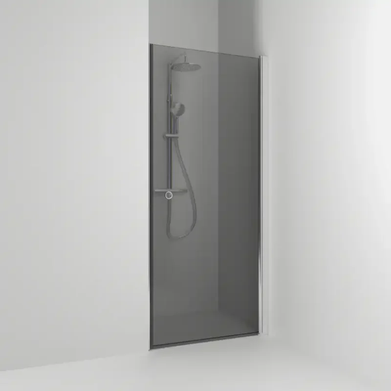 Extra rabatt Duschdörr Svedbergs Skoga Rak EnkelProfil: Blank Aluminium, Rökglas, 863x1980 mm