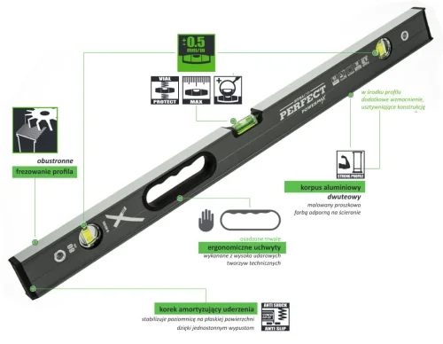 80 cm POWERMAX vattenpass med S-65799 magnet Populär
